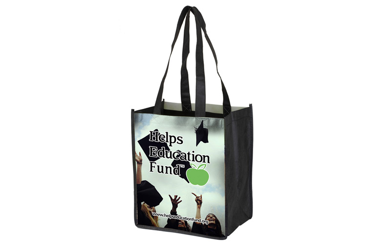 8” W x 10” H Full Color Import Air Ship Glossy Lamination Grocery Shopping Tote Bags